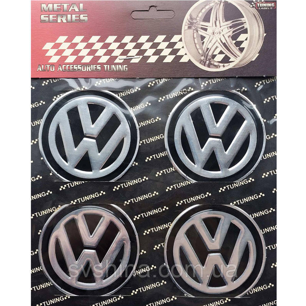 Наклейки на диски/ковпаки Volkswagen 60мм 4шт чорний, фото 1