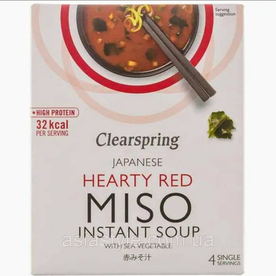 Червона мисо паста з морськими водоростями, для Мисо супу, Japanese Miso instant soup,4уп/10 грамів, ClearSpring, фото 1