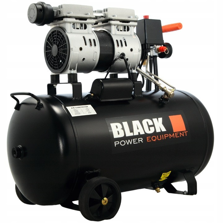 Безмасляний повітряний компресор 50 л Black 12860 145 л/мин безмасляний компресор з ресивером, фото 1