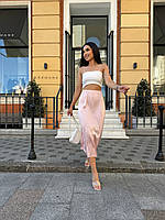 Женская шелковая юбка миди на лето, однотонная, легкая, элегантная, романтический стиль | Норма и батал