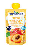 Пюре фруктовое Hamanek Яблоко,абрикос с витамином С от 4 месяцев, пауч 120г. (Хаме)