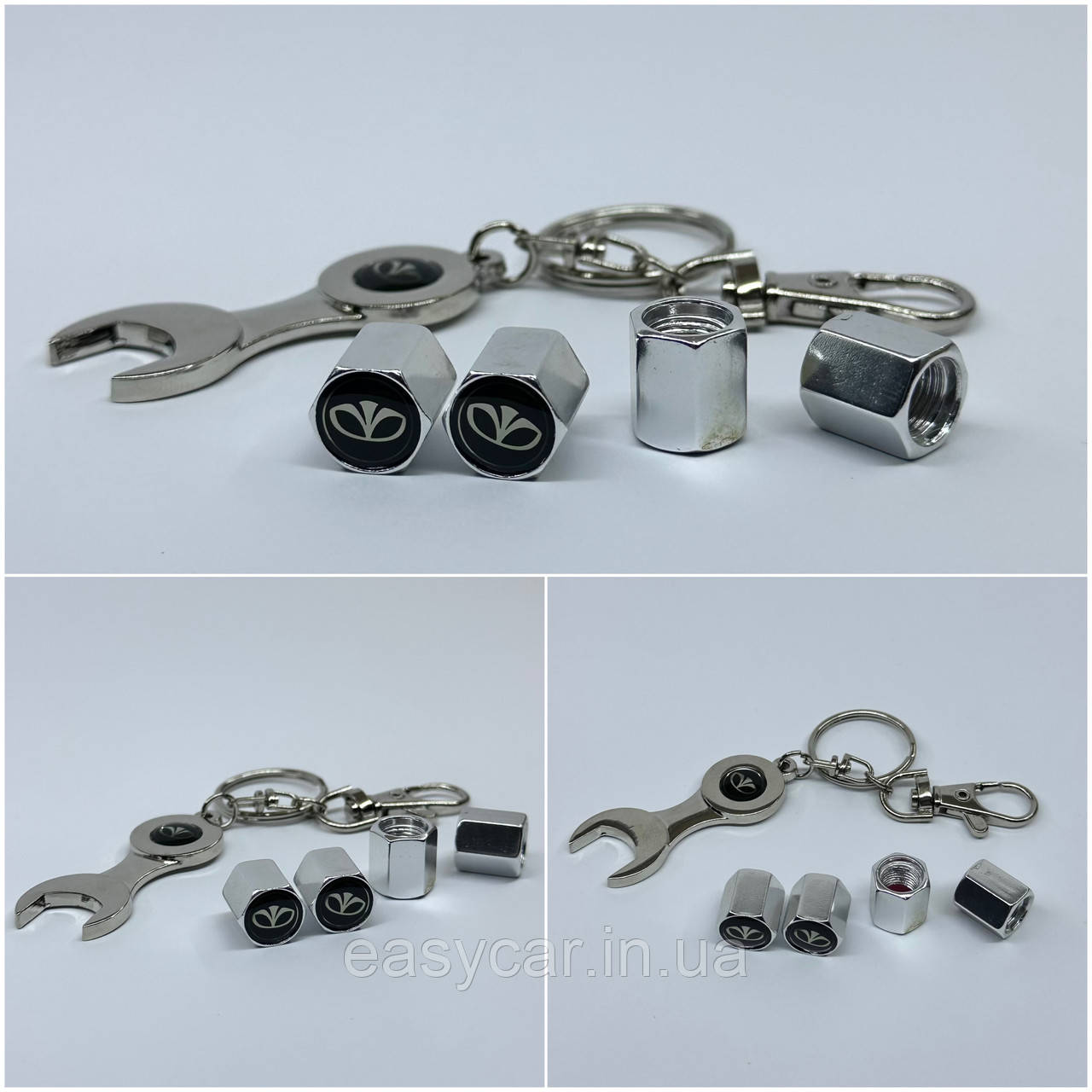 Захисні ковпачки на ніпеля Daewoo + ключик-брелок у подарунок! Колір хром, фото 1