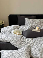 Постільна білизна KuNmeng муслін 200_230_302pbm біло-сіра