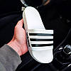 Тапочки Adidas white Адідас білі тапки шльопанці білі літні чоловічі жіночі унісекс, фото 6