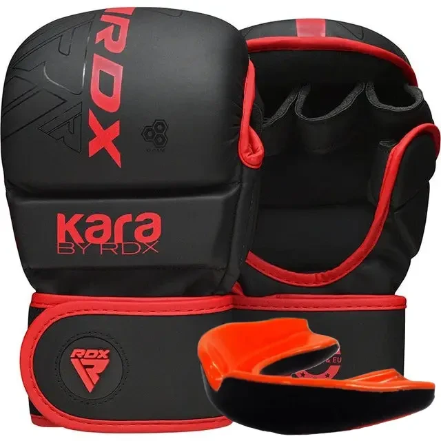 Рукавиці для ММА ( Греплінгові рукавиці ) RDX F6 KARA Matte Red Plus S/M 17-21 см, фото 1