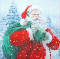 Серветка для декупажу "Санта Клаус", розмір 33*33 см, тришарова