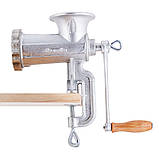 М'ясорубка ручна Kamille чавунна з 3 насадками 19х12х29см KM-6523, фото 4