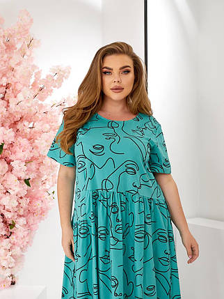 Бавовняне літнє плаття вільного крою міді великі розміри, фото 2