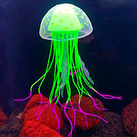 Декор для акваріума Медуза флуоресцентна 6 х 15 см Зелений Хіт продажу!