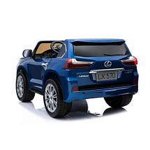 Електромобіль Lexus дитячий (2 мотори по 35W, акум 12V10AH, MP3, USB, SD, фарбований) LX570 Синій, фото 5