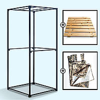 Каркас літнього душу з трапом та шторкою.