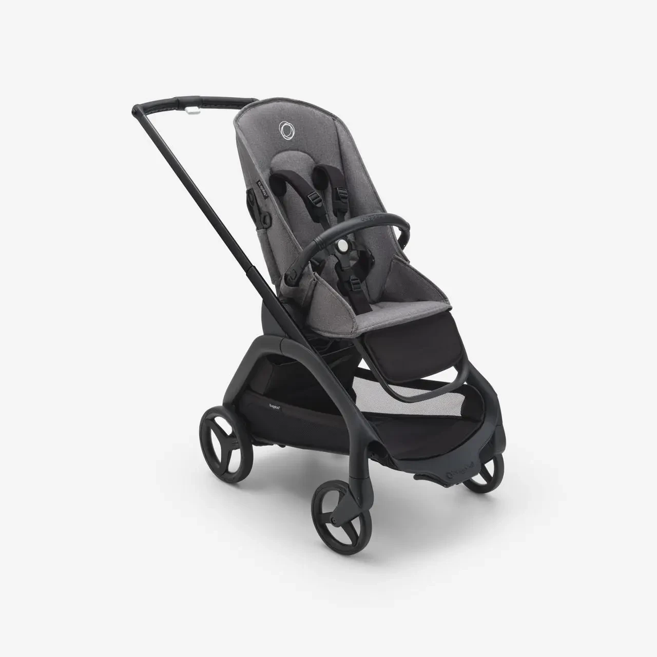 BUGABOO - Коляска прогулянкова (без капюшону) DRAGONFLY, BLACK/GREY MELANGE, чорне шассі/сірий текстиль