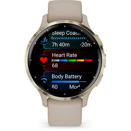 Смарт-годинник Garmin Venu 3S Soft Gold S. Steel Bezel w. French Gray Case and S. Band (010-02785-02), фото 1