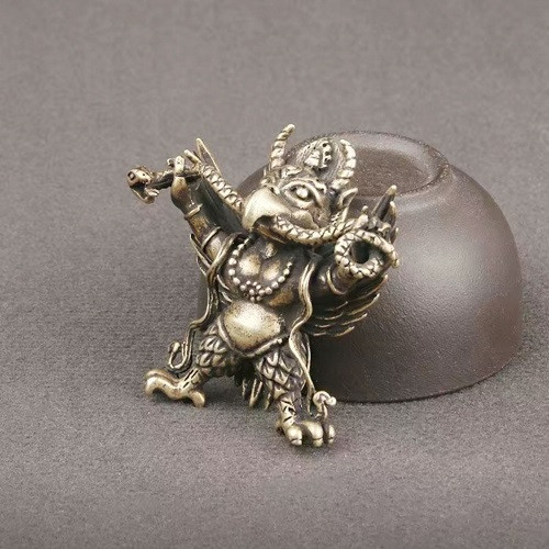 Вінтажна мідна латунна мініатюрна фігурка підвіска статуетка Будда-покровитель Бог-птиц Гаруда