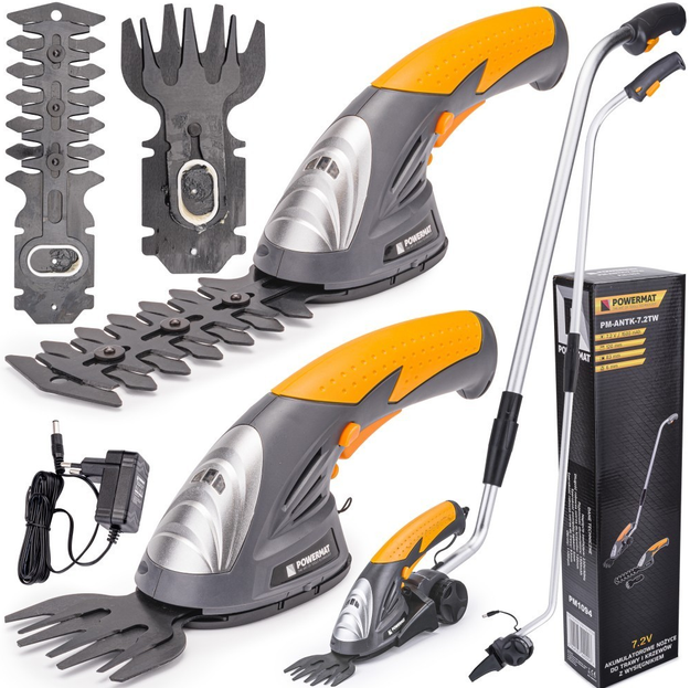 Акумуляторні ножиці для газонів та чагарників 1500 мАг 1100 об/хв Powermat Ножиці для саду, трави та кущів, фото 1