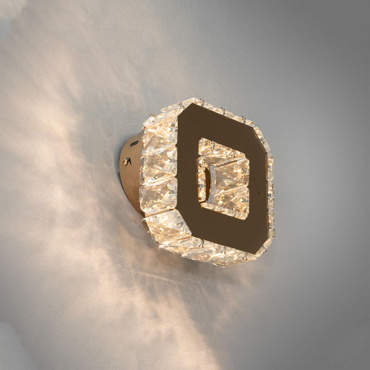 Світлодіодне бра LED 6 Вт кришталеве колір каркасу золотий D-0714G, фото 1