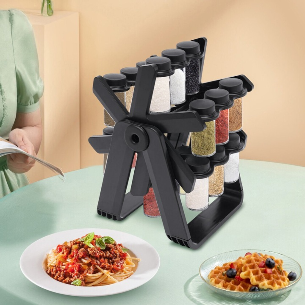 Набір для спецій 18 скляних баночок на кухню Spice Rack Обертова спецівниця на підставці
