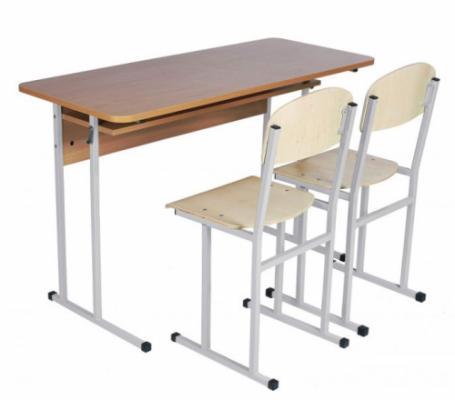 Комплект стіл учнівський 2-місний з полицею, №6 + стілець полоз, №6.