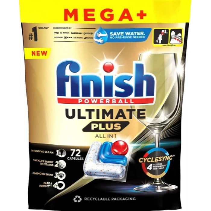Капсули Finish Ultimate Plus для посудомийної машини 72 шт.