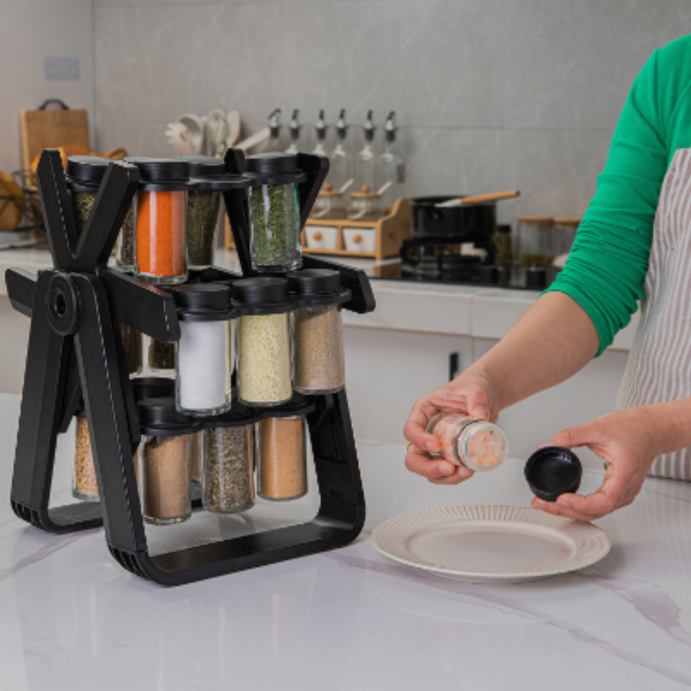Спецівниця органайзер на підставці 18 скляних баночок Spice Rack Набір обертовий для спецій на кухню, фото 1
