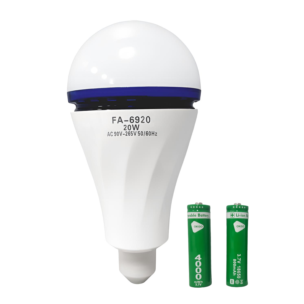 LED лампа на акумуляторі E27 20W (2 акумулятори)