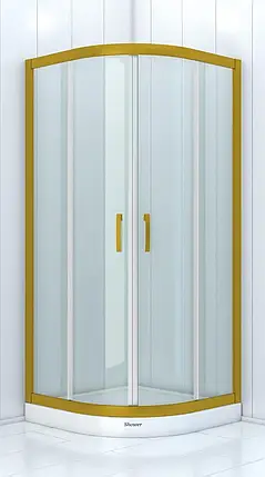 Душова кабіна Shower Boss BOS-005 90х90х190 см без піддону золото прозоре скло 6 мм, фото 1