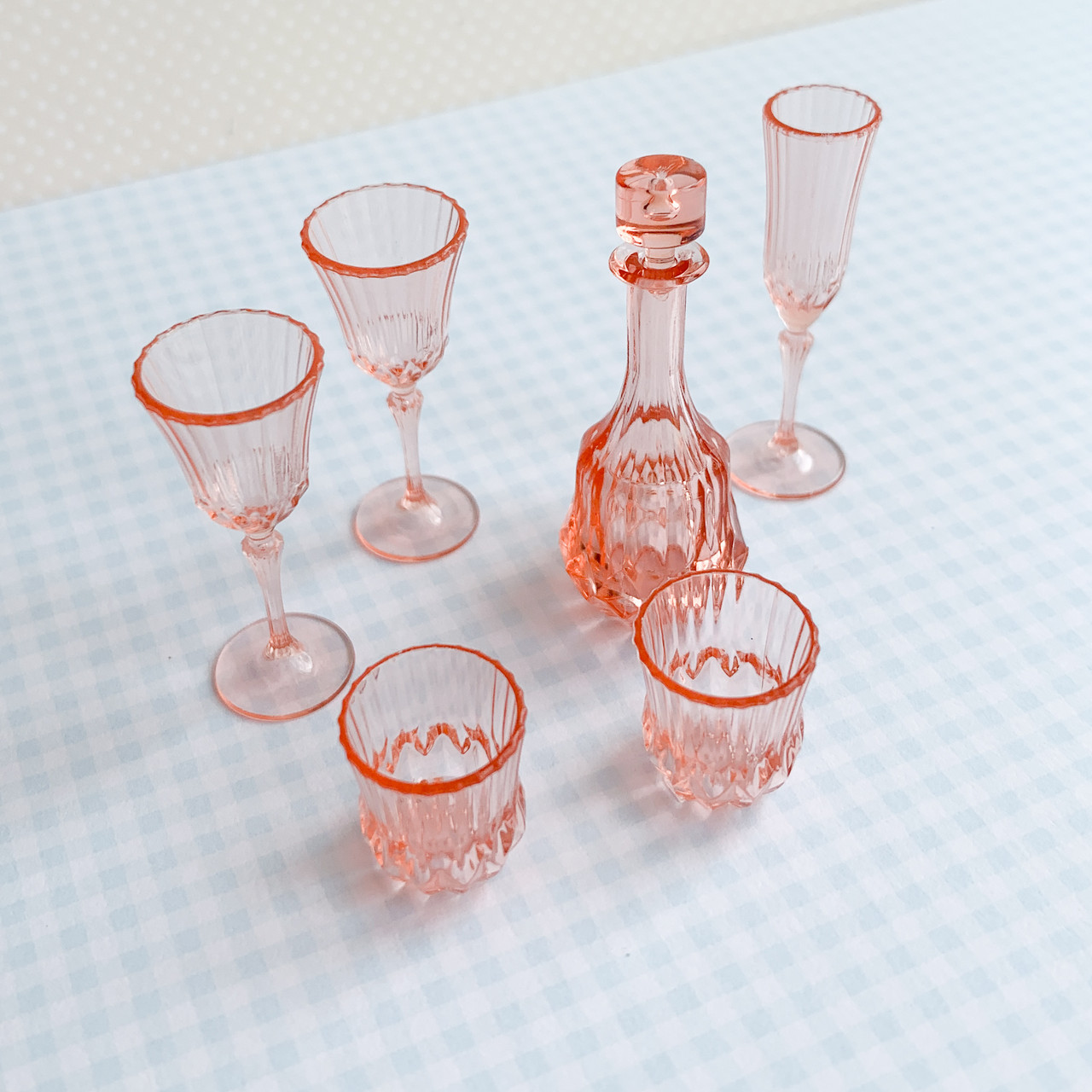 Мініатюра набір келихів 6 шт пластиковий 1.6 - 4 см Рожевий, фото 1