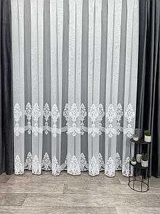 Тюль на основі бамбука з красивою вишивкою. Колір: білий