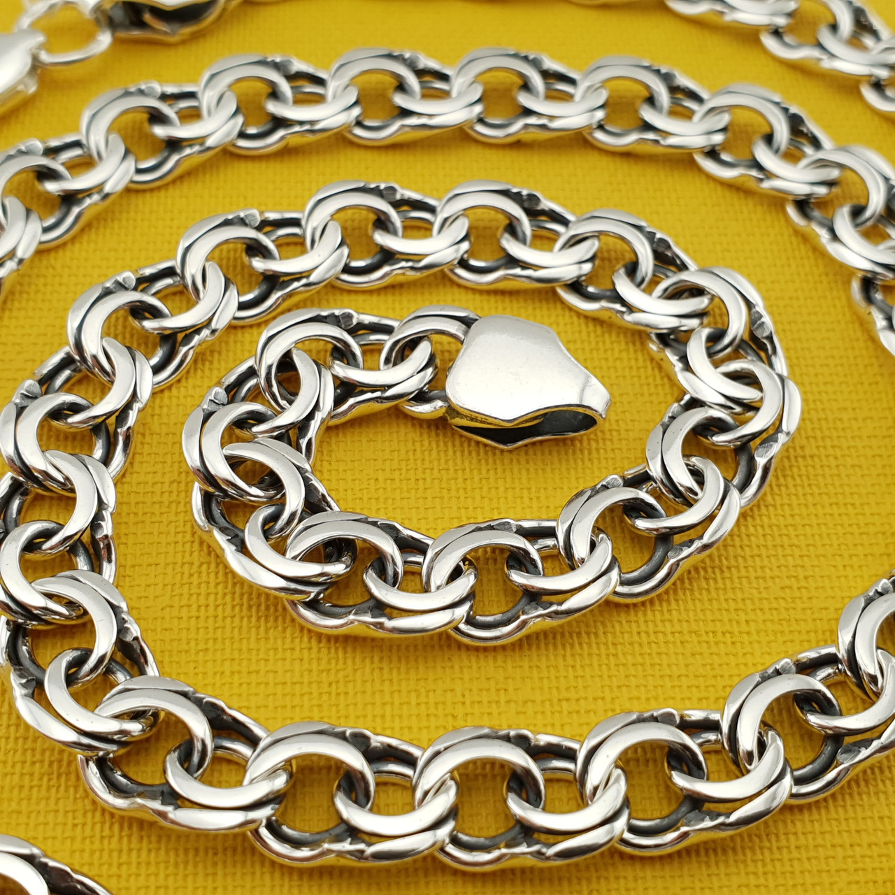 Широкий чоловічий срібний ланцюжок плоский Бісмарк ширина 8 мм 50 см, фото 1