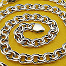 Широка срібна цепочка чоловіча плоский Бісмарк ширина 8 мм 60 см, фото 9