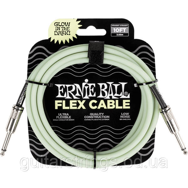Кабель для гітари Ernie Ball 6436 Flex Instrument Cable 3.05m Straight/Straight Glow in the dark
