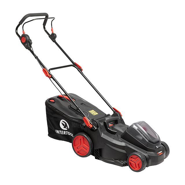 Газонокосарка STORM INTERTOOL WT-9216 акумуляторна з безщітковим двигуном 40В, 3500об/хв, 370мм, зріз 25-75мм, 40л, без ЗП та АКБ