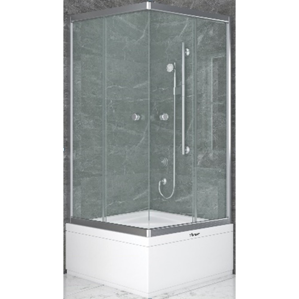 Душова кабіна Shower SATURN STN-1019-6 90х90х205 см з піддоном розсувні двері скло матове 6 мм