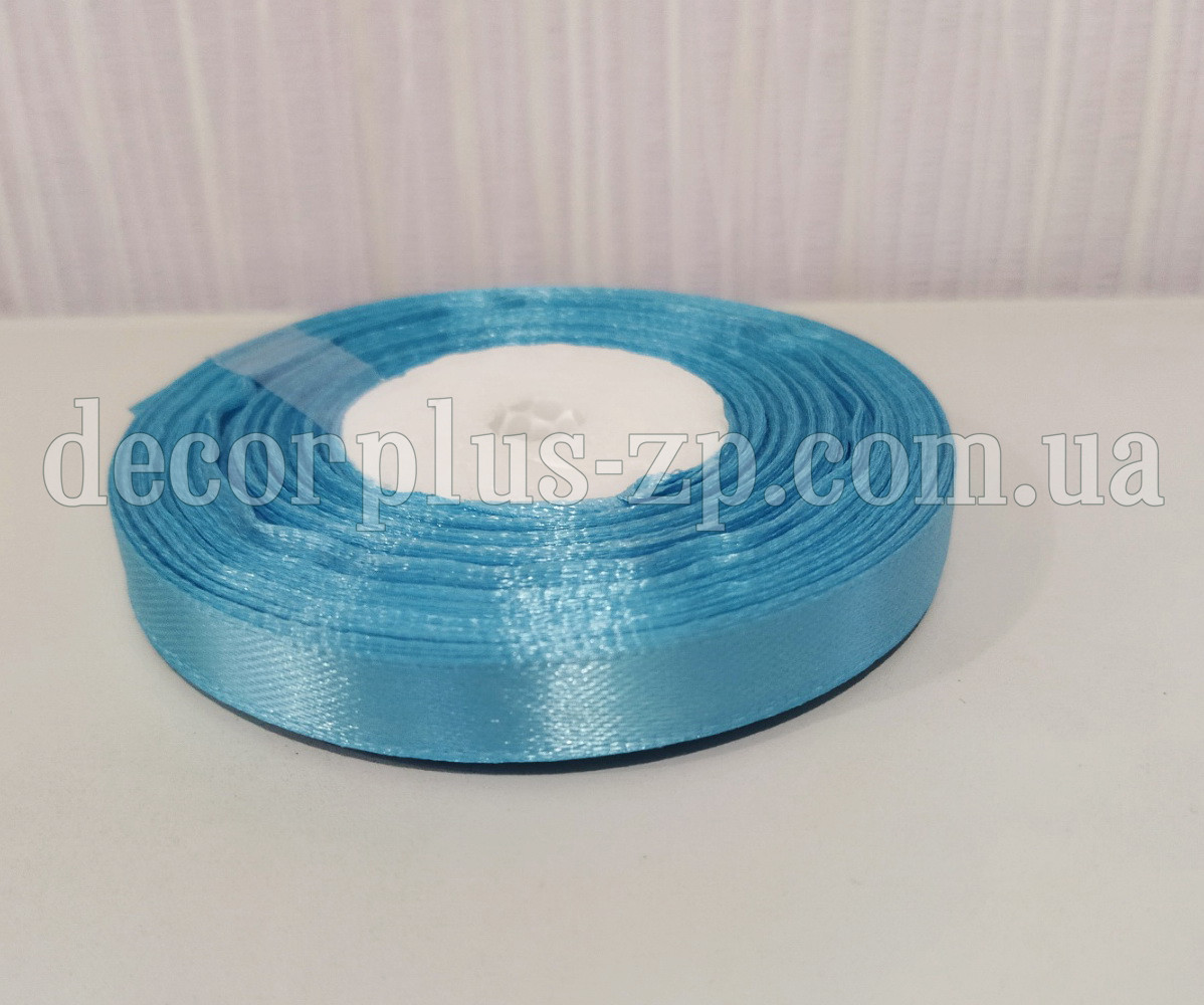 Стрічка атласна 0,9 см блакитна, фото 1