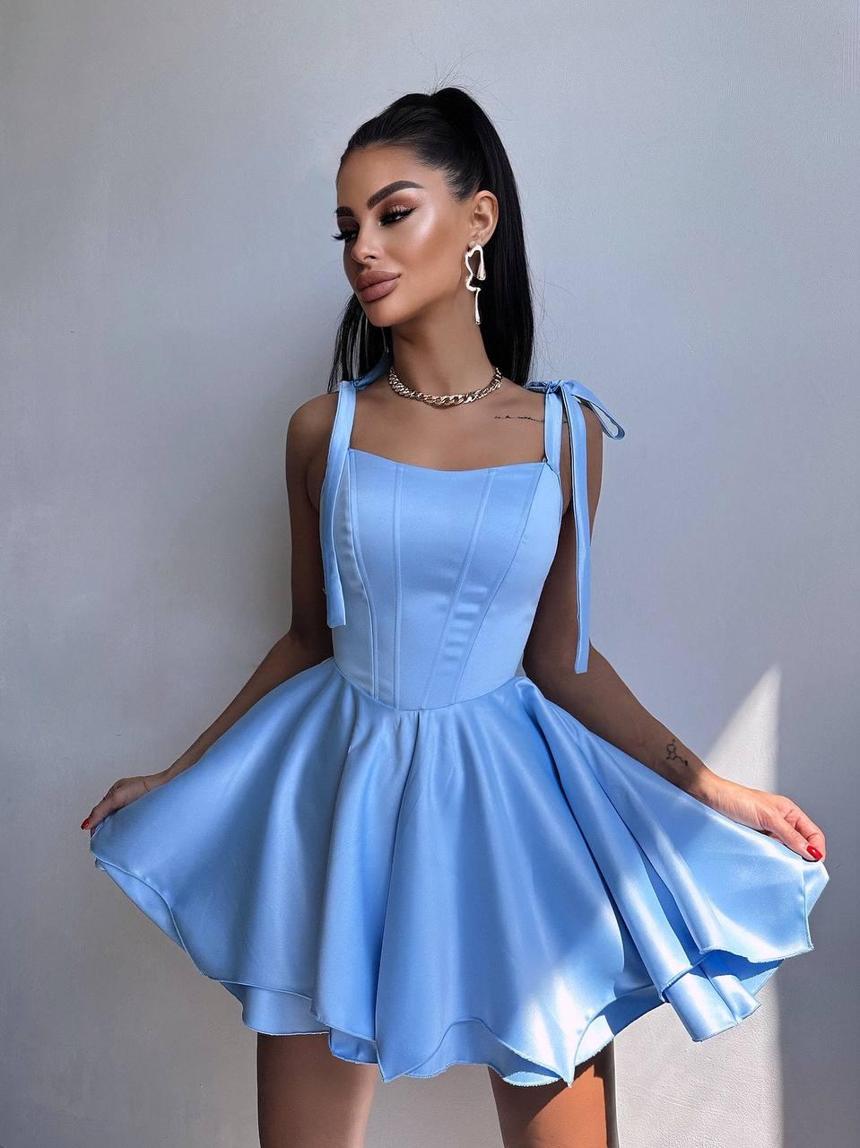 Розкішна атласна сукня з пишною подвійною спідницею Smb9137