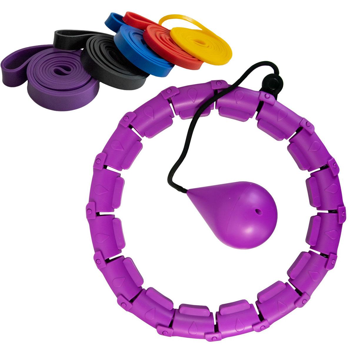 Обруч для схуднення з обтяжувачем Hoola Hoop Massager Фіолетовий та гумки для фітнесу 110 см