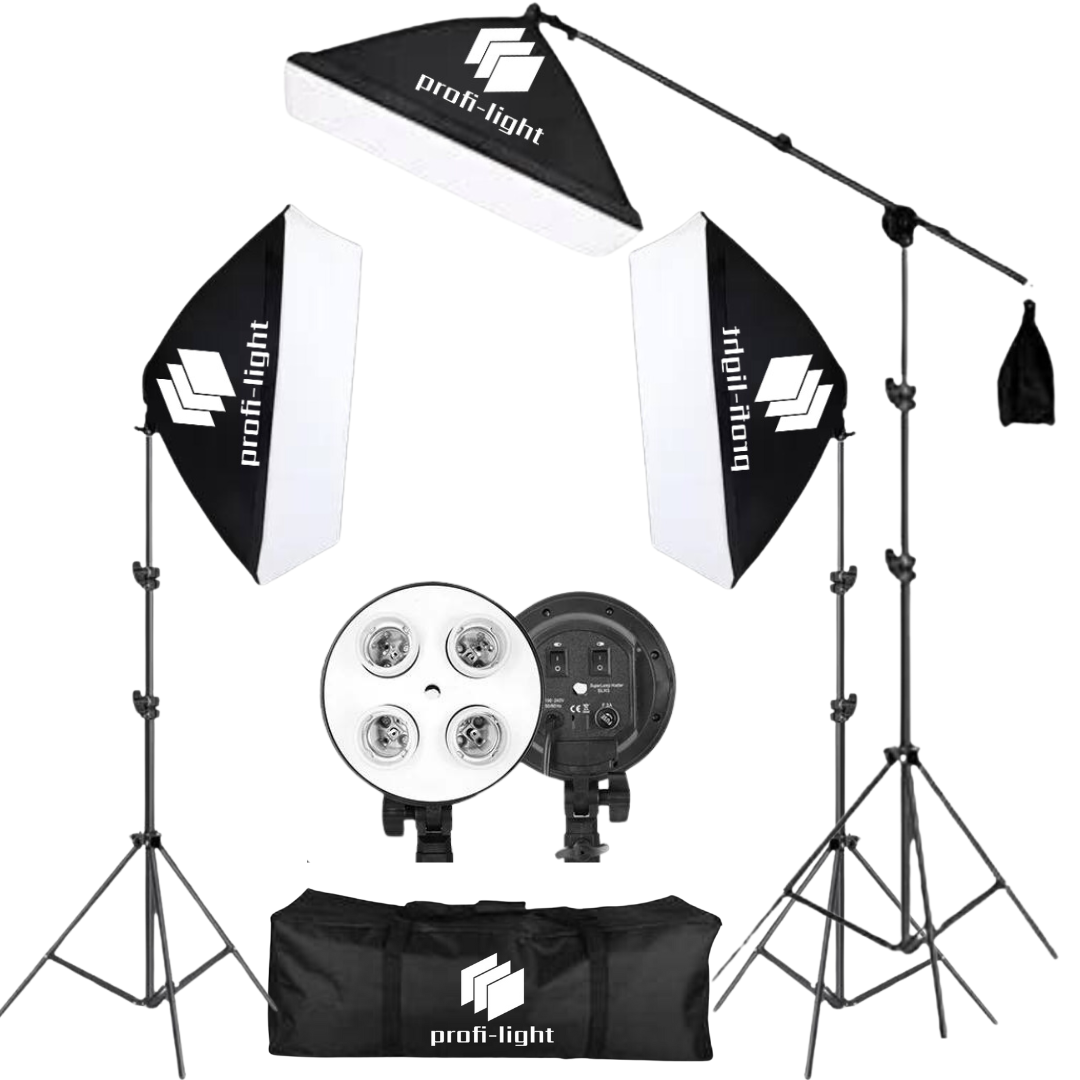 Комплект студійного освітлення з 3-х софтбоксів Profi-light PS-574-3 на 4 патрони E27, фото 1