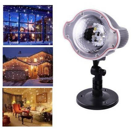 Світлодіодний RGB проєктор Star Shower Snow 809-white 2 кронштейни Waterproof, фото 1