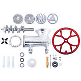 М'ясорубка ручна Kamille чавунна з 3 насадками 27,5х13х18см KM-6524, фото 4