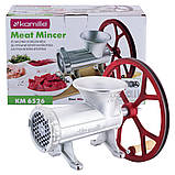 М'ясорубка ручна Kamille чавунна з 3 насадками 27,5х13х18см KM-6524, фото 3