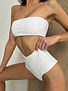 Купальник бандо з високими плавками білий Mari, фото 5