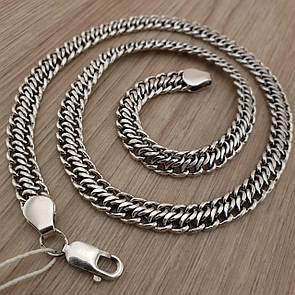 Срібна цепочка чоловіча широка Брідж. Товстий ланцюг на шию срібло 925. Ширина 8,5 мм. Довжина 55 см