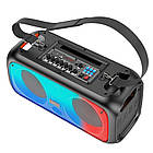 Акустика-караоке HOCO Party wireless dual mic outdoor BT speaker bs54 |BT5.1, 2Mic, 3H, AUX/FM/TF| чорна, фото 6