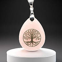Кулон-амулет из розового кварца древо "Иггдрасиль"
