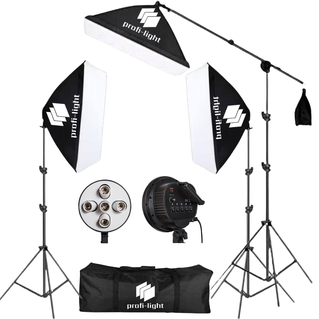 Комплект студійного освітлення з 3-х софтбоксів Profi-light PS-695-3 на 5 патронів E27, фото 1