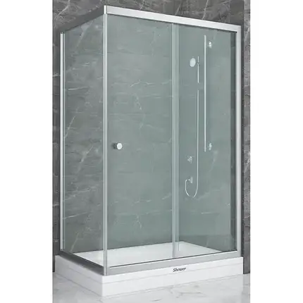 Душова кабіна Shower SATURN STN-190 100x70x190 см без піддону розсувні двері прозоре скло 5мм, фото 1