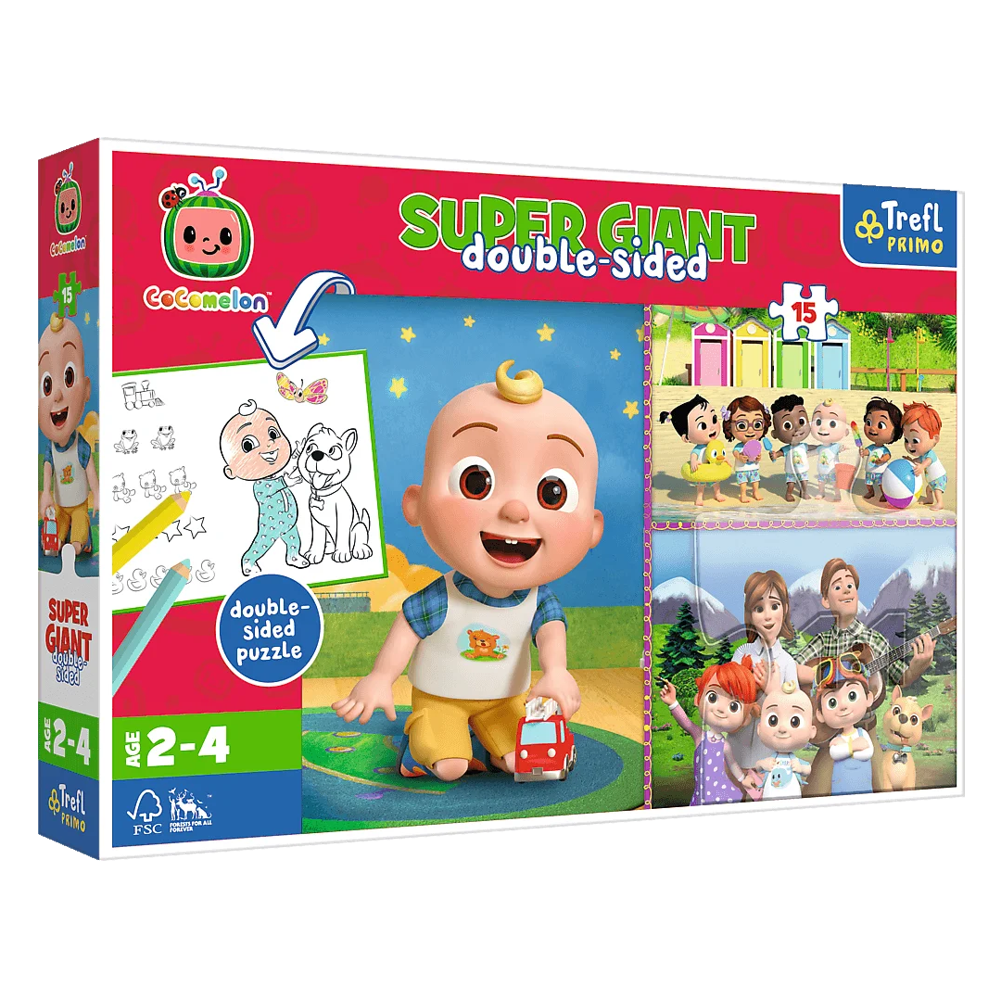 Пазли "Щасливий день. Кокомелон", 15 елементів + розмальовка Trefl Super Giant (5900511420111), фото 1