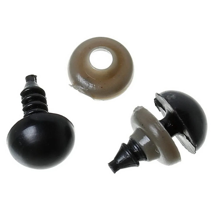 Оченята-мушки 12 мм на ніжці + кріплення, чорний (2 шт)