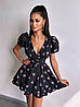 Модна сукня міні з пишною спідницею та драпіруванням на талії квітковий принт Smb9139, фото 7