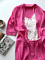 Халат и пижама из муслина розового цвета